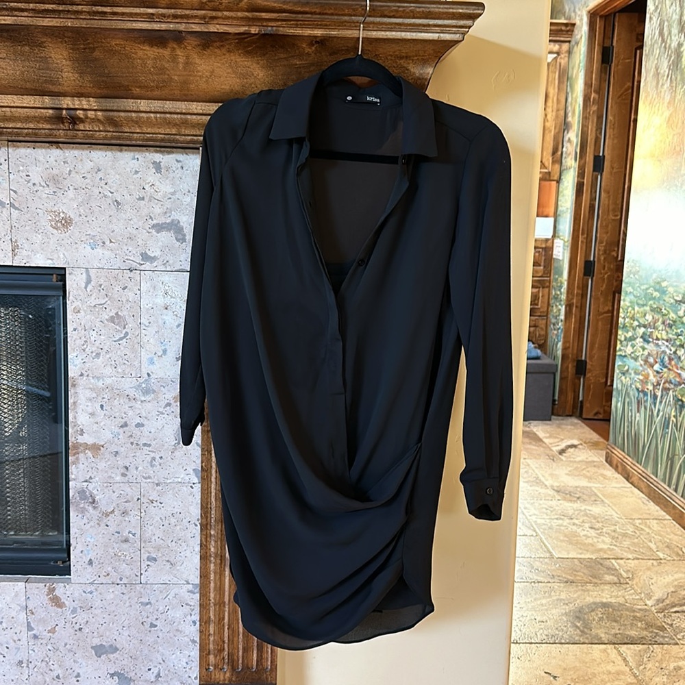 Euc Revolve Krisa Drape Button Front Mini Dress - image 3